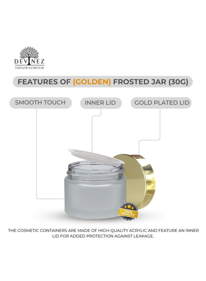 Devinez Multipurpose (Pack of 6) Round Frost Glass Cosmetic Jars,30gm with Inner Liners and Golden Lids, Travel Jars, Refillable for Makeup, Cream, Lotion, Sugar Scrubs, Eye Shadow Paint, Jewelry - Image 2