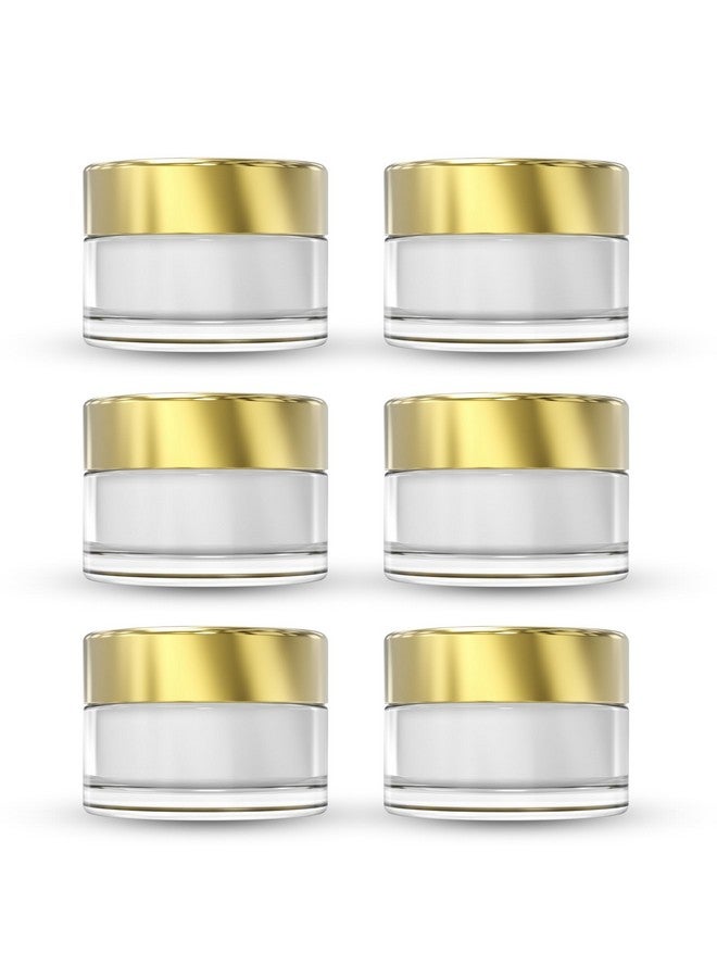 Devinez Multipurpose (Pack of 6) Round Frost Glass Cosmetic Jars,30gm with Inner Liners and Golden Lids, Travel Jars, Refillable for Makeup, Cream, Lotion, Sugar Scrubs, Eye Shadow Paint, Jewelry - Image 1