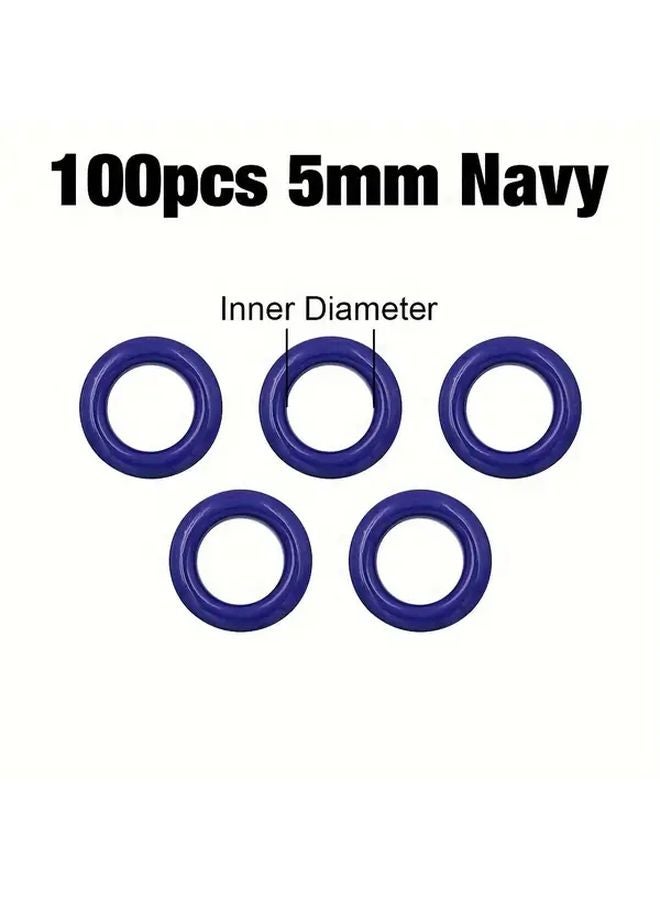 حلقات معدنية زرقاء بحرية قطر 5 مم لصناعة الجلود DIY للأحزمة والأحذية والحقائب والملابس - Image 1