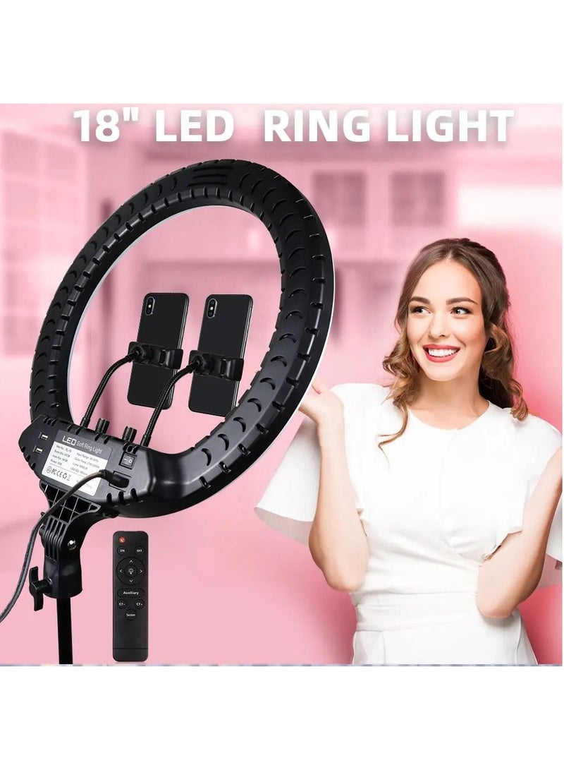 Pama 18-Inch Dimmable Ring Light  Tripod Mount  – Perfect for Photography, YouTube, Makeup Tutorials, and Live Streaming, Includes 2 Phone bracket - Image 5