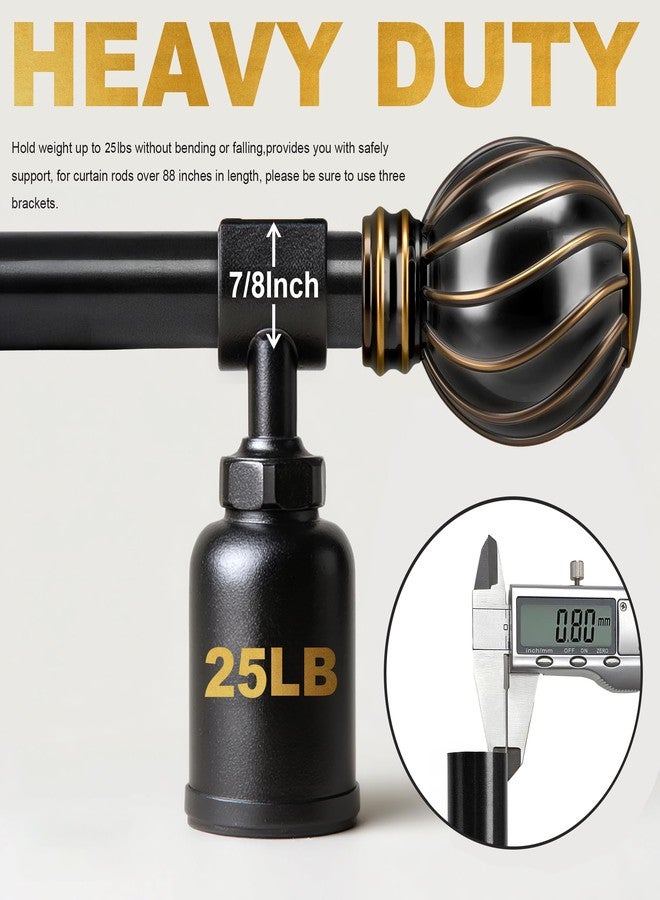 Lootkell Black Curtain Rods for Windows 48 to 84 Inches Adjustable Length Heavy Duty 7/8" Diameter Window Curtain Rod with Decorative Finials for Outdoor Farmhouse Bedroom Kitchen Living Room - Image 2