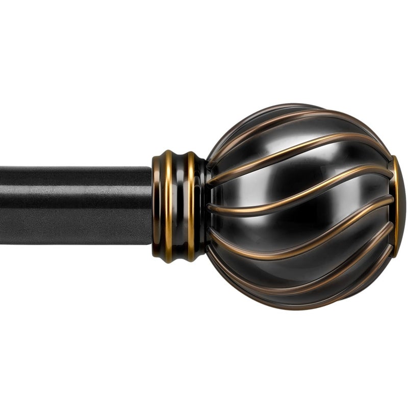 Lootkell Black Curtain Rods for Windows 48 to 84 Inches Adjustable Length Heavy Duty 7/8" Diameter Window Curtain Rod with Decorative Finials for Outdoor Farmhouse Bedroom Kitchen Living Room - Image 1