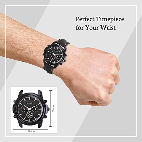 Relish Gift Combo Box of Men's Black Analog Leather Strap Watch, Texture Wallet, Long Lasting Perfume and Card Holder - Image 3