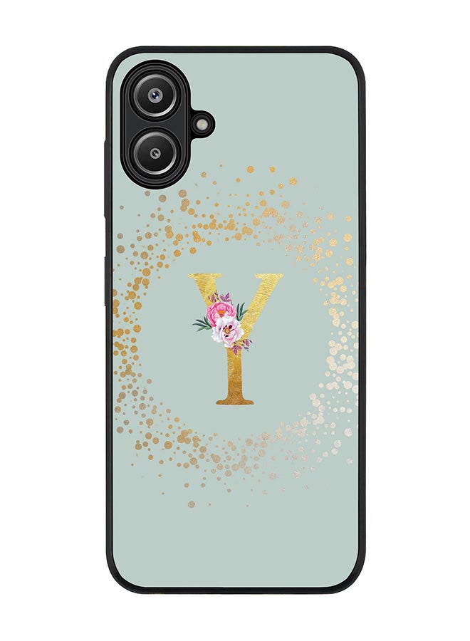 Stylizedd For Samsung Galaxy A06 Case,Slim fit Camera Protection, Shockproof Thin Phone cover - Custom Monogram Floral - Y (Light Grey ) - Image 1