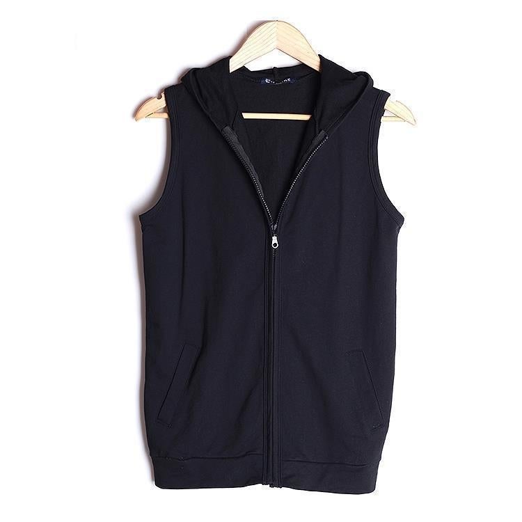 Sleeveless Plus Size Hooded Sports Vest Men'S Trendy Slim-Fit Hoodie Thin Fitness Vest Cardigan Jacket - Image 5