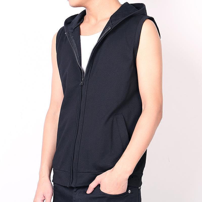 Sleeveless Plus Size Hooded Sports Vest Men'S Trendy Slim-Fit Hoodie Thin Fitness Vest Cardigan Jacket - Image 4