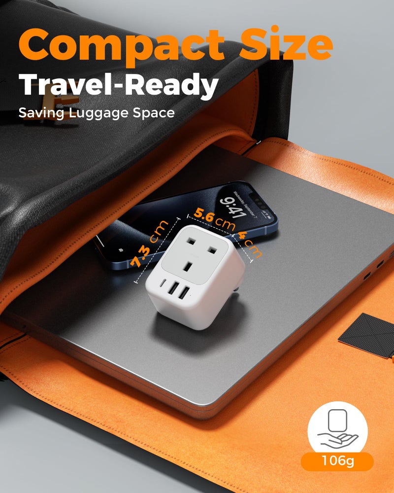 تيسان TESSAN South African Plug Adapter, UK to South Africa Plug Adapter with USB - Image 5
