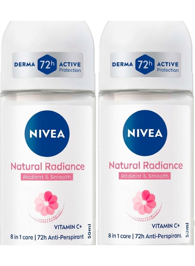 Nivea Natural Radiance Antiperspirant Roll On 72H 50ml Pack Of 2