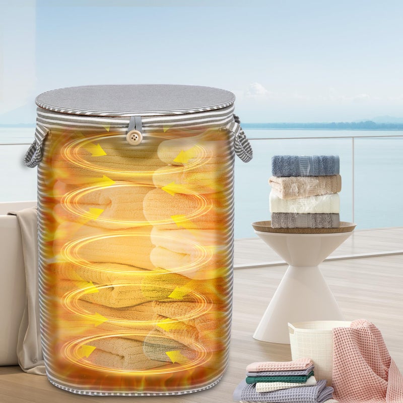 ERABAY 38L Foldable Towel Warmer BucketHeated Towel Warmers for BathroomTravel Outdoors 4 Heat Settings Auto Shut Off360 Ring HeatingWaterproof FabricFits Oversized Towels Robes Blankets - Image 2