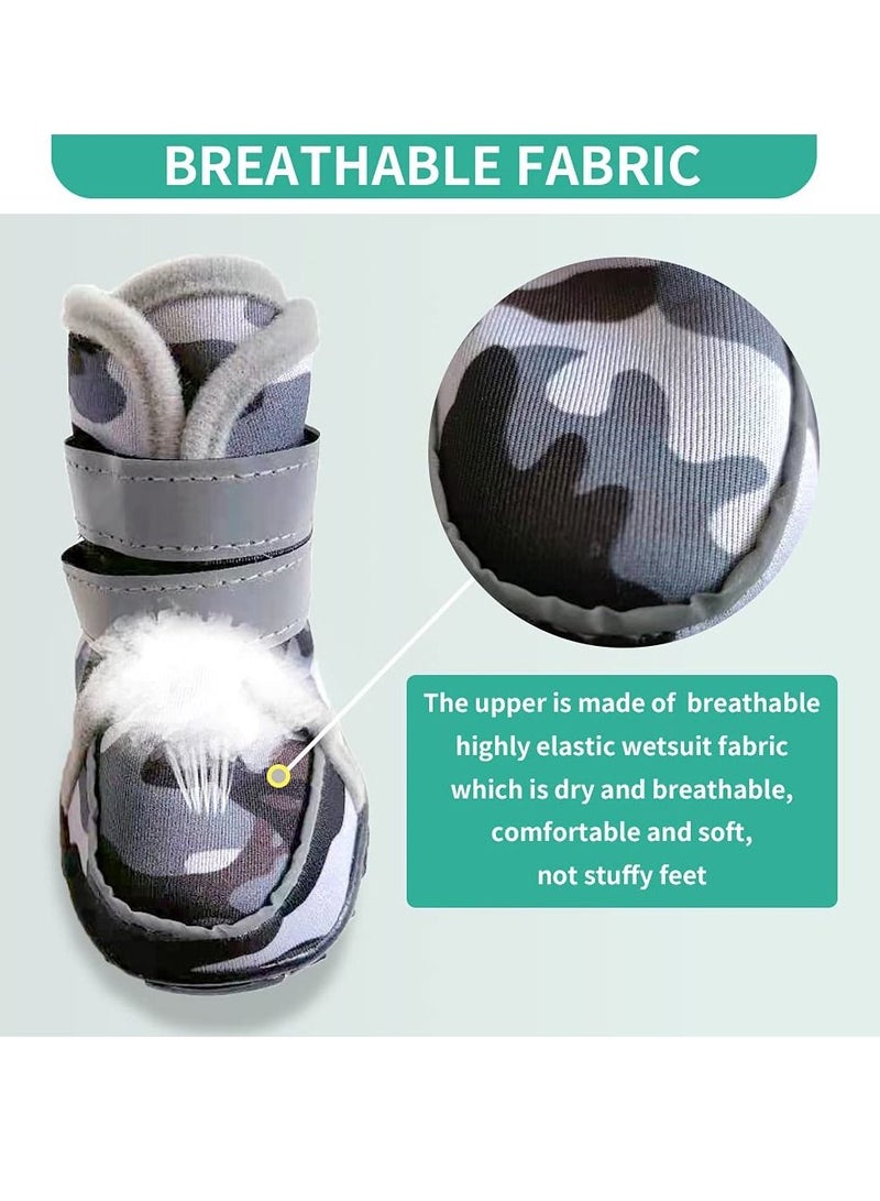 SYOSI Dog Boots, Non-Slip Dog Shoes, 4PCS Medium Size Dogs, Waterproof Dog Shoes with Reflective Strips, Black imitating ox-Tendon Sole, Suitable for Running and Walking (M, Camouflage) - Image 5