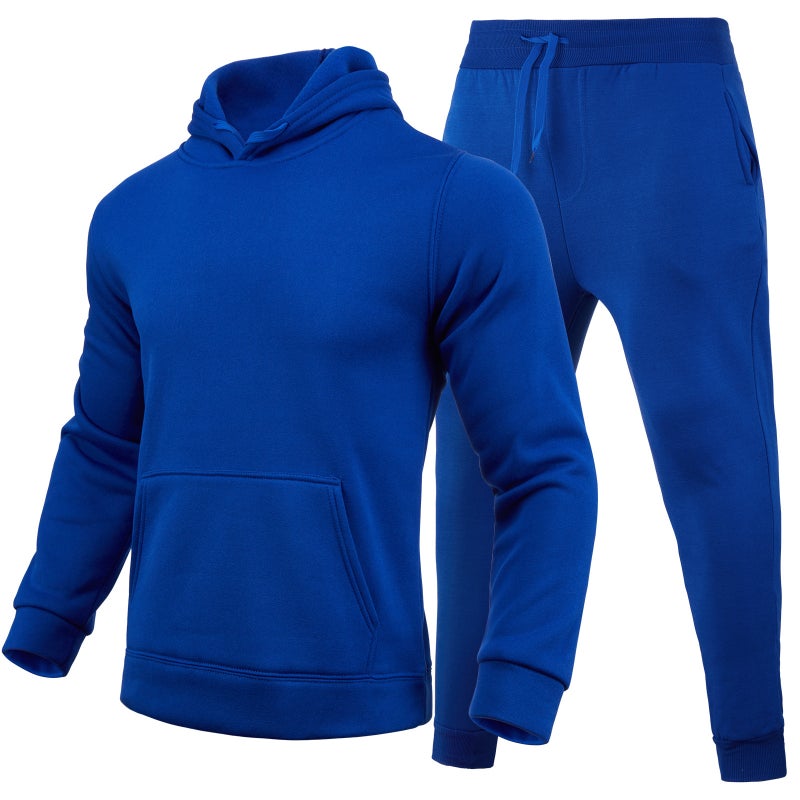 2022 Spring Autumn Winter Men'S And Women'S Casual European Code Blank Solid Color Set Fleece Loose Sweater Pants Two-Piece Set - Image 1