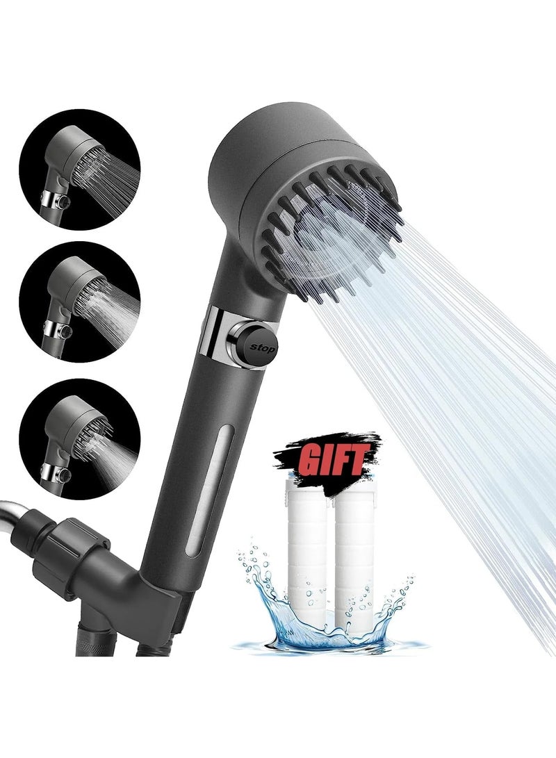 DubaiGallery Handheld Filtered Massage Shower Head, Complete Showerhead Combo Set with 1.5m Hose and Bracket. Enjoy High Pressure, Impurity Removal, Hair Fall Prevention, and 3 Soothing Spray Modes - Image 1