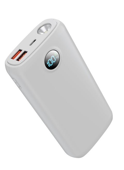 Power Bank 20000mAh Portable Charger PD 22.5W and QC 3.0 Quick Charging Built-in Bright Flashlight LED Display 2 USB 1Type-C Output for Most Electronic Devices on The Market (white)