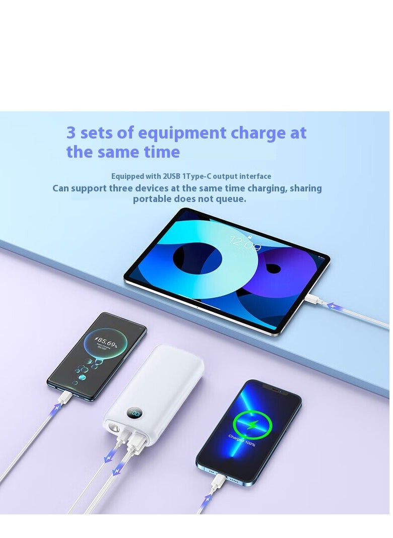 Power Bank 20000mAh Portable Charger PD 22.5W and QC 3.0 Quick Charging Built-in Bright Flashlight LED Display 2 USB 1Type-C Output for Most Electronic Devices on The Market (white)