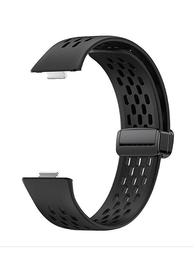 Magnetic Band Compatible with Huawei Watch Fit 3 2024, D-Buckle Breathable Silicone Magnetic Strap, Soft Silicone Wristband Compatible with Huawei Watch Fit 3 Women Men Black  - Image 2