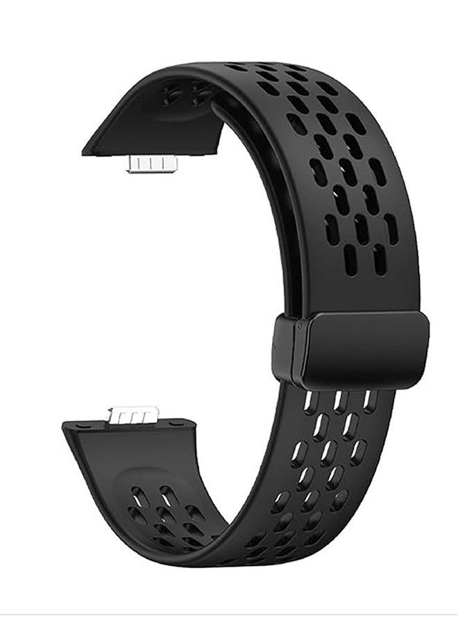 Magnetic Band Compatible with Huawei Watch Fit 3 2024, D-Buckle Breathable Silicone Magnetic Strap, Soft Silicone Wristband Compatible with Huawei Watch Fit 3 Women Men Black  - Image 3
