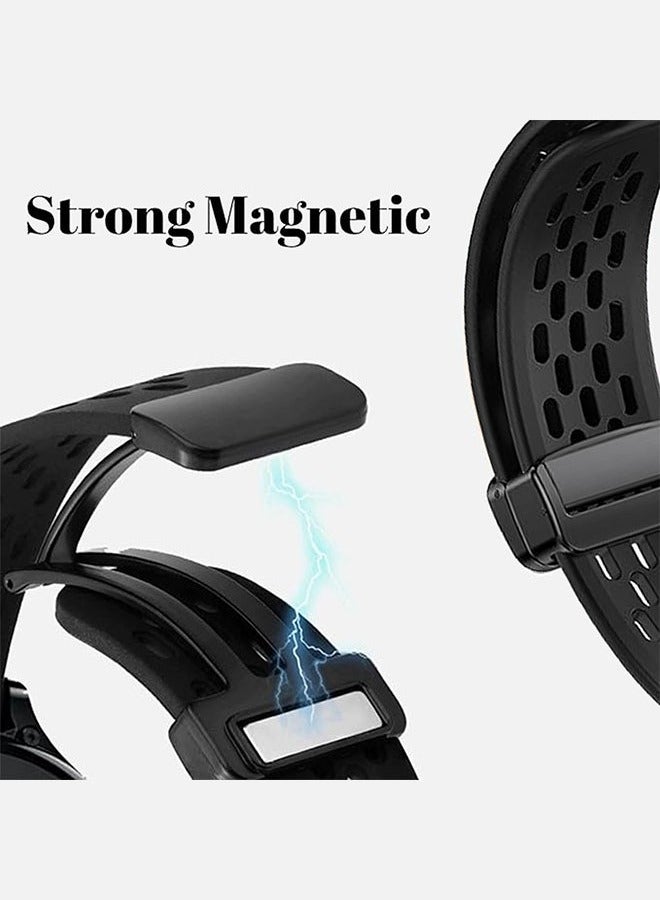 Magnetic Band Compatible with Huawei Watch Fit 3 2024, D-Buckle Breathable Silicone Magnetic Strap, Soft Silicone Wristband Compatible with Huawei Watch Fit 3 Women Men Black  - Image 5