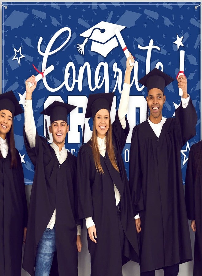 Moukeren Graduation Decorations Graduation Backdrop Banner Class of 2022 Graduation Backdrop Grad Background for Graduation Party Photo Studio Props Decoration Sign Supplies, 72.8 x 43.3 Inch (Blue) - Image 5
