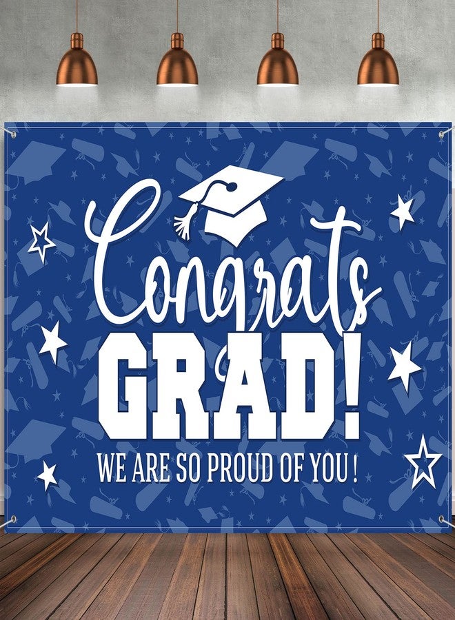 Moukeren Graduation Decorations Graduation Backdrop Banner Class of 2022 Graduation Backdrop Grad Background for Graduation Party Photo Studio Props Decoration Sign Supplies, 72.8 x 43.3 Inch (Blue) - Image 1