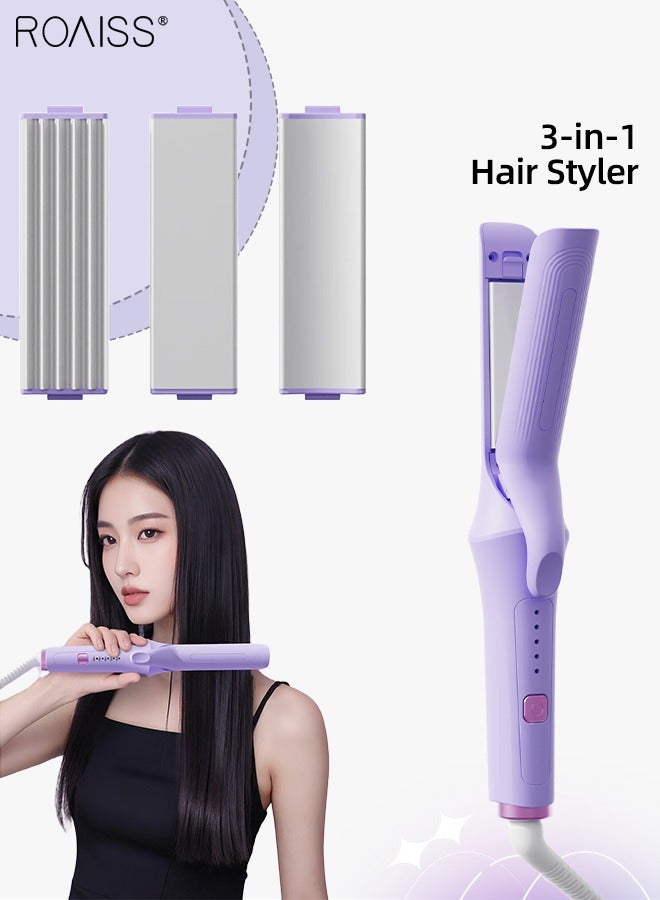 roaiss 3-in-1 Straightener and Curling Iron, 5 Temperature Settings, Fast Heating Ceramic Curling Wand with Replaceable Curling Head, Suitable for Curling, Straightening, Volume and Shine - Image 1