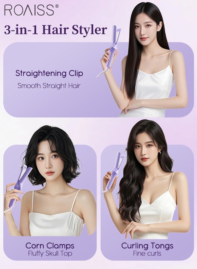 roaiss 3-in-1 Straightener and Curling Iron, 5 Temperature Settings, Fast Heating Ceramic Curling Wand with Replaceable Curling Head, Suitable for Curling, Straightening, Volume and Shine - Image 3