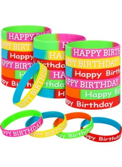Jovitec JOVITEC 24 Pieces Birthday Rubber Bracelets Colored Silicone Bracelets for Teenagers Birthday Party Favors for Birthday Party Supplies (Fresh Style)  - Image 1