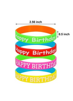 Jovitec JOVITEC 24 Pieces Birthday Rubber Bracelets Colored Silicone Bracelets for Teenagers Birthday Party Favors for Birthday Party Supplies (Fresh Style)  - Image 2