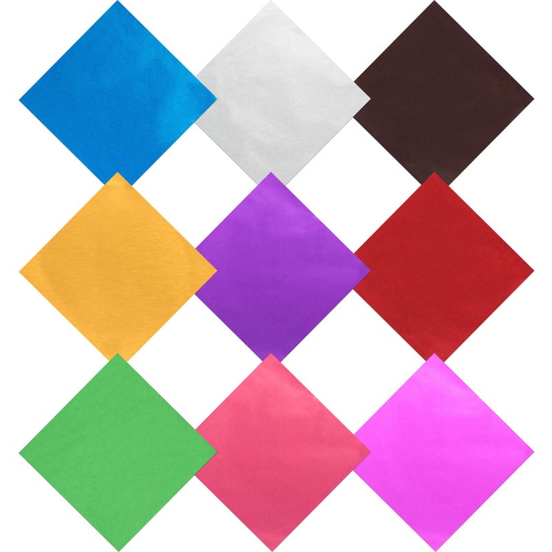 eBoot 900 Pieces Chocolate Wrappers Candy Wrappers Aluminium Foil Packaging for Homemade Caramel and DIY Candies Decoration Square 4 x 4 Inches, 9 Colors - Image 1