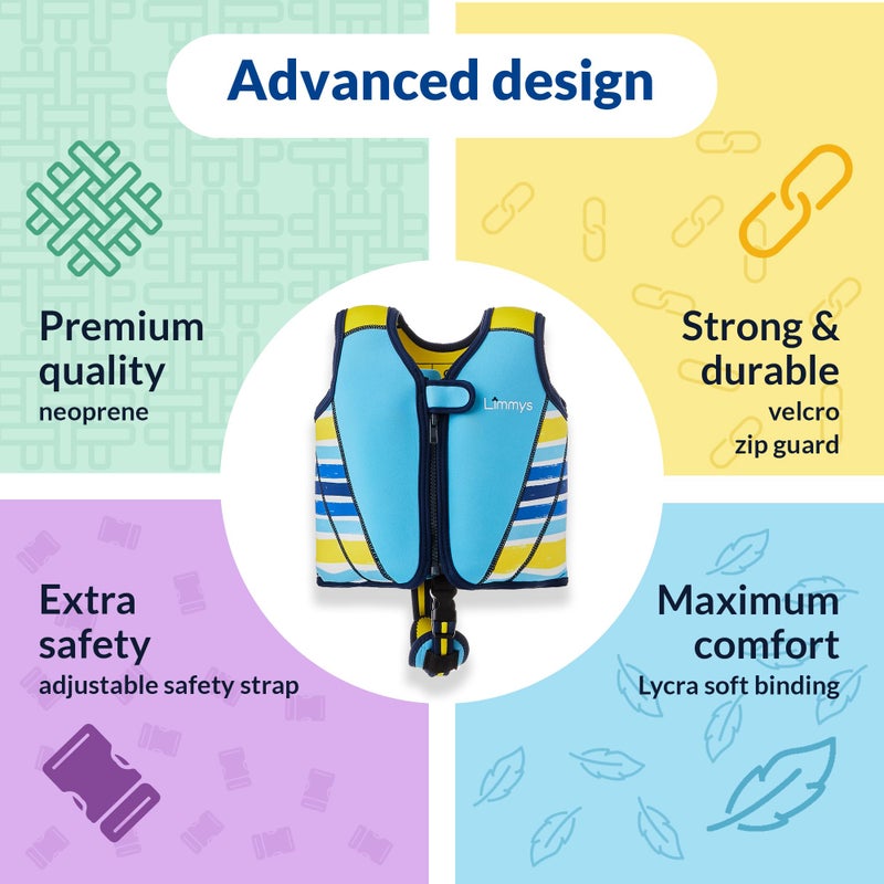 Limmys Premium Kids Swim Vest - Toddler Swim Jacket and Buoyancy Swimming Aid - Modern Design Swimming Vest for Boys, Girls and Babies - with Drawstring Bag - Image 2