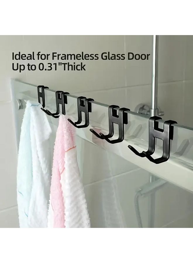 2pcs Black Aluminum Door Hooks Rust Resistant Easy Installation Towel Holder Hanger Rack - Image 5