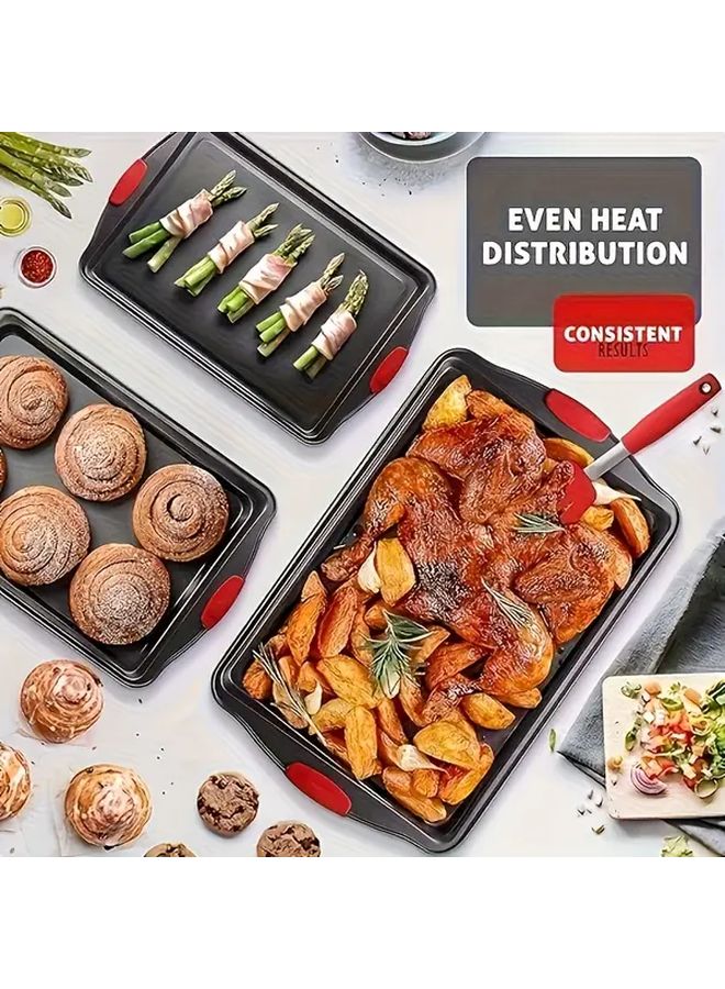 Black Metal Bakeware Set with Non Stick Silicone Handles Heat Resistant Baking Pan - Image 3