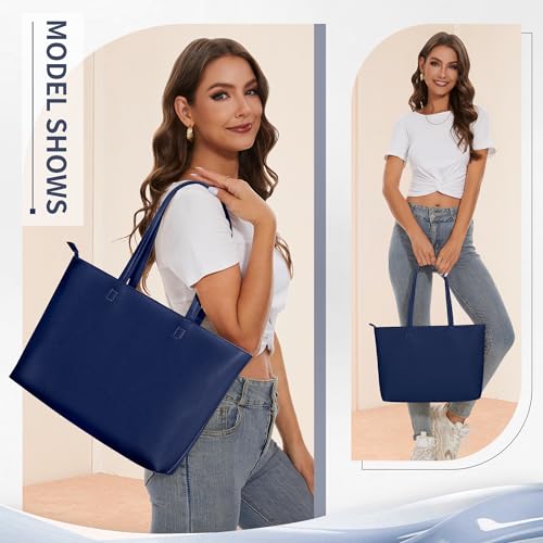KALIDI FANCY FOREST KALIDI Tote Bag Zipper Shoulder Bag Faux Leather Purses Satchel for Women Casual Handbag Work Dating College, Blue - Image 2