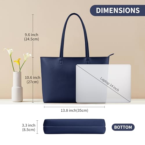 KALIDI FANCY FOREST KALIDI Tote Bag Zipper Shoulder Bag Faux Leather Purses Satchel for Women Casual Handbag Work Dating College, Blue - Image 4