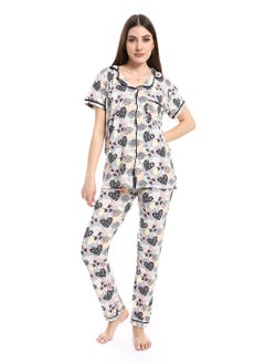 Caesar Women Pajama Set With Pants And Button Design  - Image 1