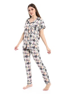 Caesar Women Pajama Set With Pants And Button Design  - Image 2