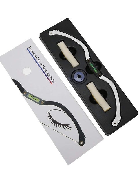 Professional Eyebrow Tattoo Ruler - Reusable Microblading Line Marker for Symmetrical Eyebrow Positioning, Horizontal Ruler Tool for Precise Application (Silver)