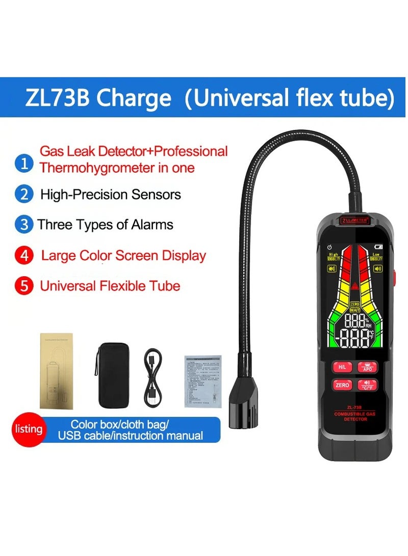 ZL-73B Gas Leak Detector, 0-10000, Rechargeable, Sound Alarm, Combustible Flammable Natural Methane Liquefied Petroleum Gas Analyzer - Image 1