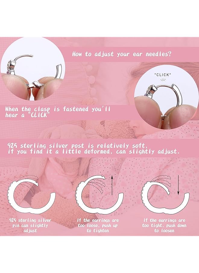 Besteel - 4Pairs Hypoallergenic Small Hoop Earrings For Girls Women 925 Sterling Silver Post Huggie Earrings Heart Flowers Heart Butterfly Star Cubic Zirconia Cartilage Earrings For Sensitive Ears - Image 1