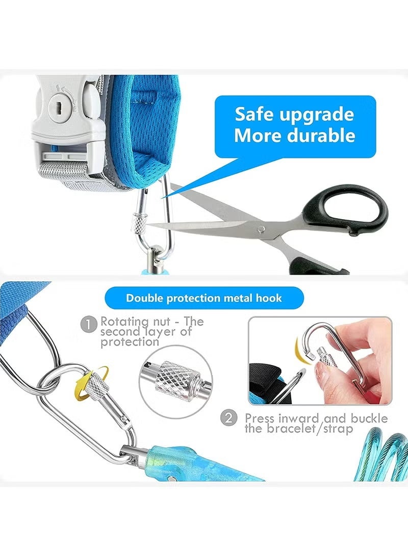 Toddler Safety Harness Walking Leash, Anti Lost Wrist Link, Child Leash Secure Harness with Key Lock, Safety Wrist Leash for Kids Baby Boys and Girls 5 feet(blue) - Image 2