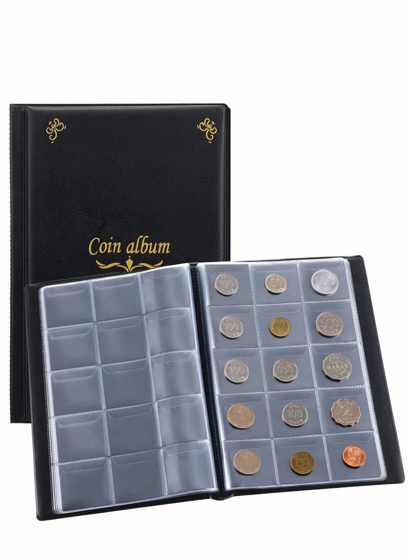 Generic Coin Collection Book Holder Album for Collectors, 150 Pockets Coins Display Storage Case, Collecting Sleeves Organizer Box Collections Supplies, Money Currency, Pennies, Quarters Black  - Image 1