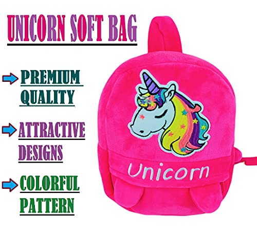 Funeiko Unicorn Soft Bag for Kids School Bag for Baby Girls School Mini Backpack for Kids Cartoon Bag - Multicolor - Image 3