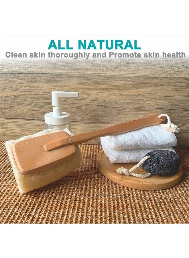 Mr.Cui'shop 2 Pack Natural Exfoliating Loofah luffa loofa Bath Brush On a Stick - with Long Wooden Handle Back Brush for Men & Women - Shower Sponge Body Back Scrubber - Image 5