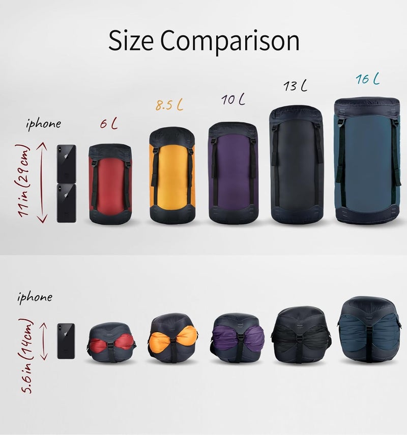 Litume Compression Stuff Sack 6L, 8.5L, 10L, 13L, 16L, Water Resistant Lightweight Compact with Ripstop Fabric Sleeping Bag Sack with Drawstring Closure for Camping, Backpacking, Traveling(E638) - Image 3