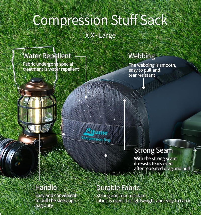 Litume Compression Stuff Sack 6L, 8.5L, 10L, 13L, 16L, Water Resistant Lightweight Compact with Ripstop Fabric Sleeping Bag Sack with Drawstring Closure for Camping, Backpacking, Traveling(E638) - Image 4