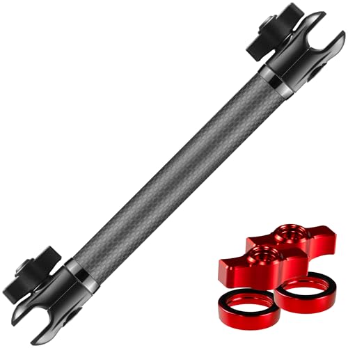 Tackform 10 Long 20mm Ball and Socket Arm DuraLock 20 Series Carbon Fiber Arm Dual 20mm Sockets with Optional AntiTheft Knobs Black with Red Billet Accent Kit - Image 1