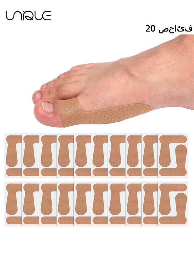 Unique 20 Pairs Big Toe Valgus Orthotics Bunion corrector，for overlapping Toes, Self-Adhesive Toe Brace Big Toe Straighteners, Breathable Toe Corrector Big toe valgus orthotics - Image 1