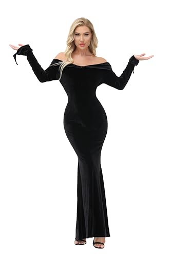 YAOHUOLE V Neck Vampire Dress Halloween Costume Party Maxi Dress Women Halloween Dress Pugsley Costume M - Image 2