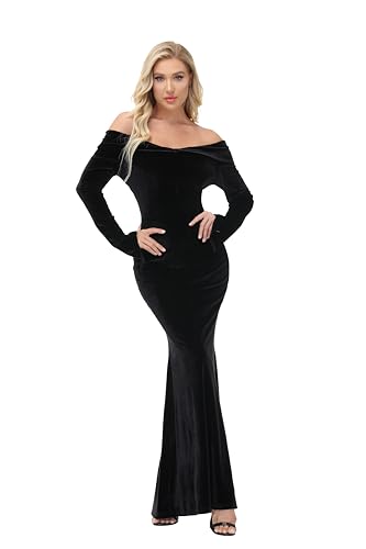 YAOHUOLE V Neck Vampire Dress Halloween Costume Party Maxi Dress Women Halloween Dress Pugsley Costume M - Image 3