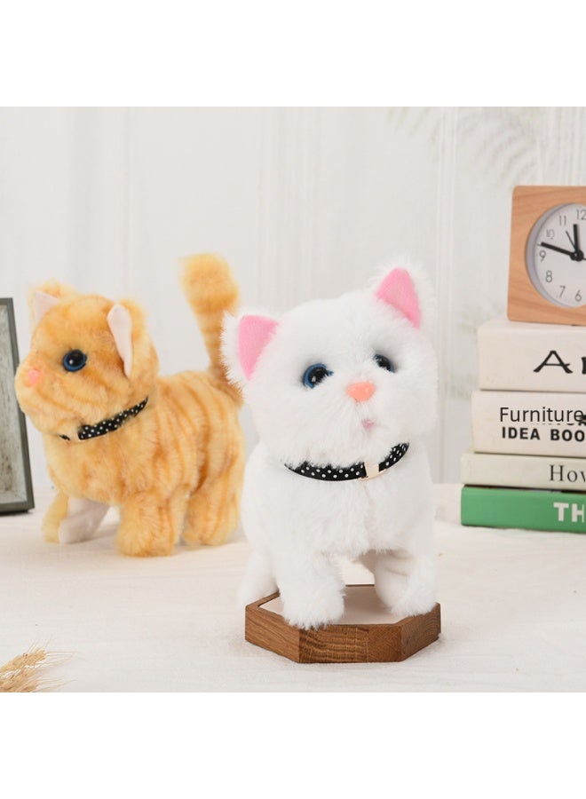 Electric Plush Kitten Toy Walking Talking Moving Machine Realistic Cat Pet Children's Gift Toy Fluffy Kitty Plaything-Specifications:Short-legged Cat (white) Called Gu Vocalization - Image 3