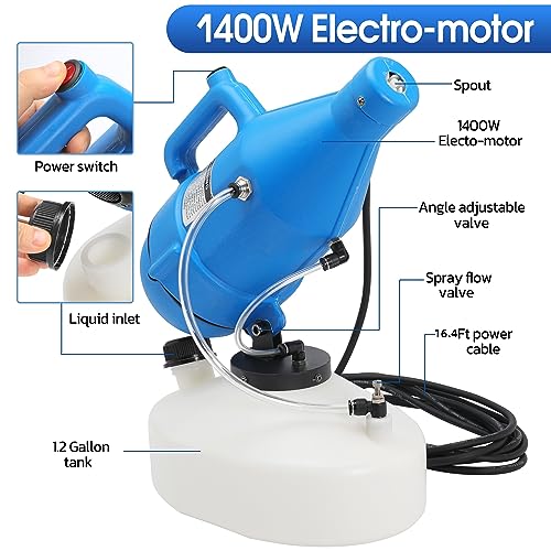 NuFlySic 4.5L (1.2 Gallon) Electric ULV Portable Fogger Sprayer Machine Spraying Distance 30ft with 16.4ft Cord Atomizer Mist Cold Fogger for Home,Hotel,Church,School,Lawn and Garden - Image 3
